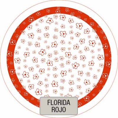 Mantel Redondo Estampado Florida Rojo VHMAN180E