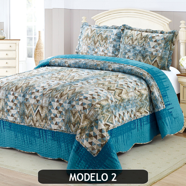 CUBRECAMA QUILT RIBBON CON ALMOHADONES, EXTRA SUAVE</br> <font color="grey", font size="1">MARCA: VIRIDIANA</font>