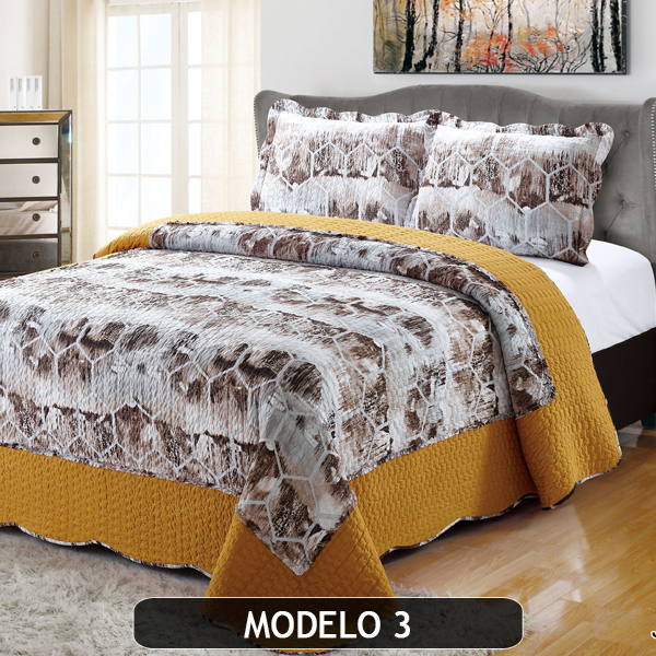 CUBRECAMA QUILT RIBBON CON ALMOHADONES, EXTRA SUAVE</br> <font color="grey", font size="1">MARCA: VIRIDIANA</font> - Imagen 4