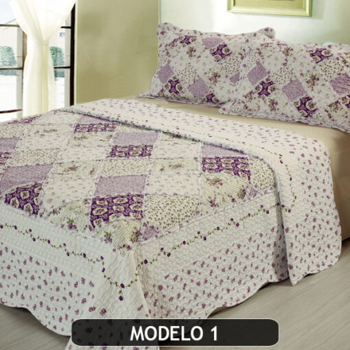 CUBRECAMA QUILT PATCHWORK CON ALMOHADONES, EXTRA SUAVE</br> <font color="grey", font size="1">MARCA: VIRIDIANA</font> - Imagen 6