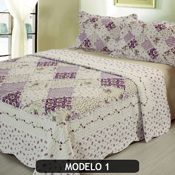 CUBRECAMA QUILT PATCHWORK CON ALMOHADONES, EXTRA SUAVE</br> <font color="grey", font size="1">MARCA: VIRIDIANA</font> - Imagen 6